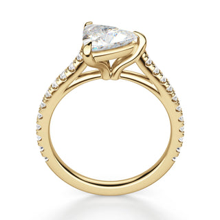 2.5 Carat Trillion Cut Moissanite East West Ring in Yellow Gold
