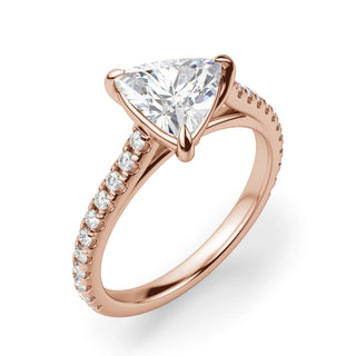 2.50 Ct Trillion Shape East West Moissanite Ring in Yellow Gold