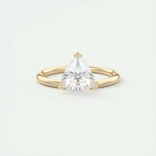 1.50 Carat Trillion Cut Moissanite Solitaire Ring in Rose Gold