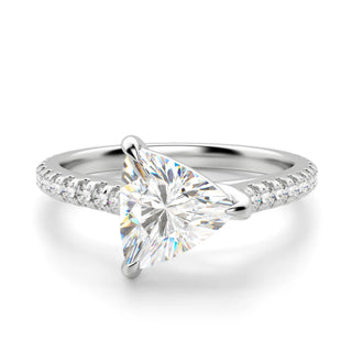 2.5 Carat Trillion Cut Moissanite East West Ring in Yellow Gold