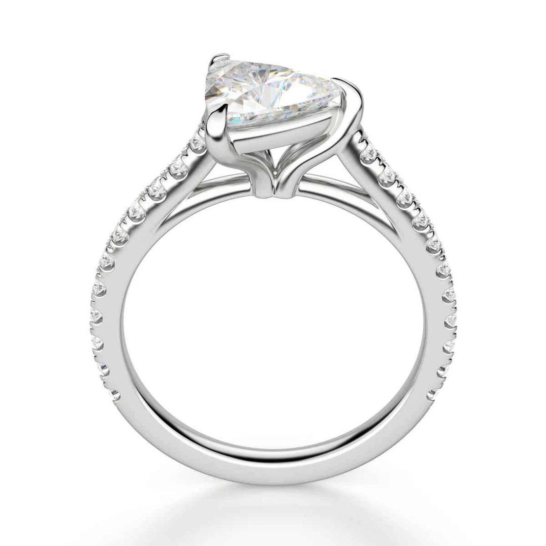 2.50 Ct Trillion Shape East West Moissanite Ring in Yellow Gold