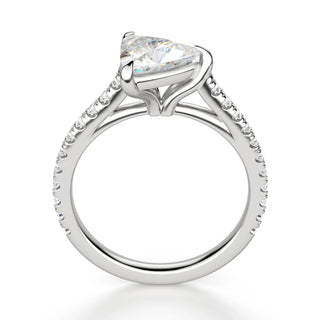 2.50 Ct Trillion Shape East West Moissanite Ring in Yellow Gold