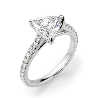 2.5 Carat Trillion Cut Moissanite East West Ring in Yellow Gold