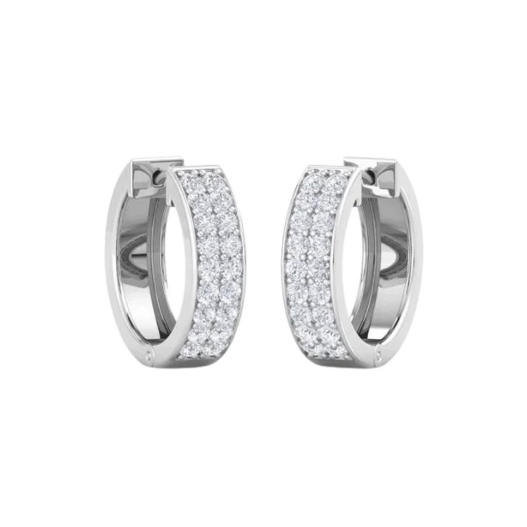 0.90 Ct Round Cut Two Row Prong Set Moissanite Hoop Earrings for Unisex