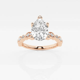 1.5 Ct Vintage Inspired Pear Cut Ring in Rose Gold