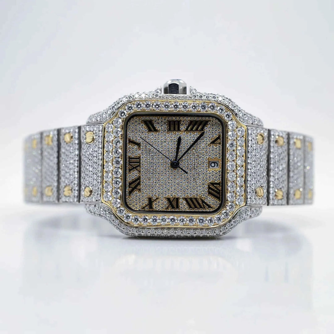 Front View of VVS Moissanite Diamond Watch