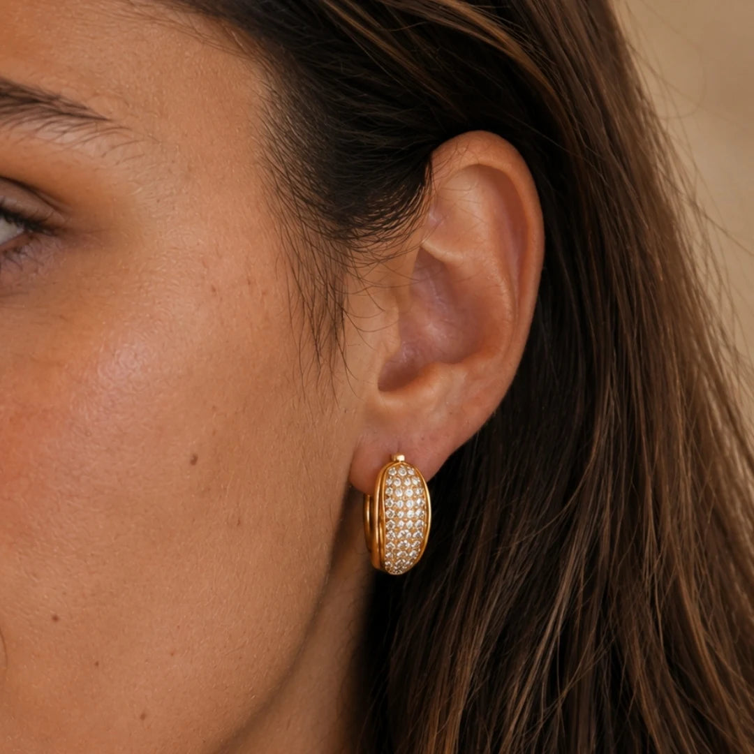 Pave Hoop Earrings