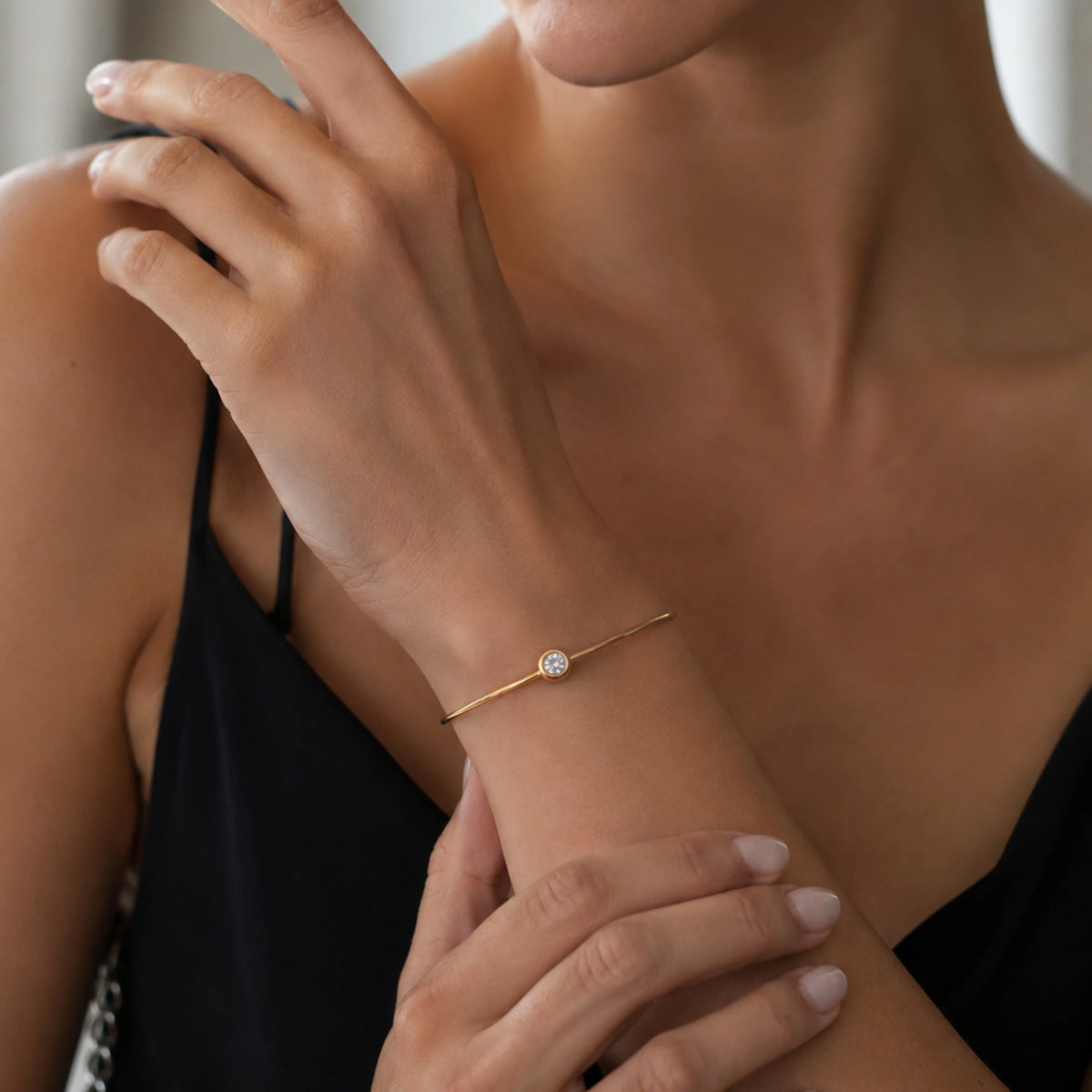 Bezel set bangle bracelet