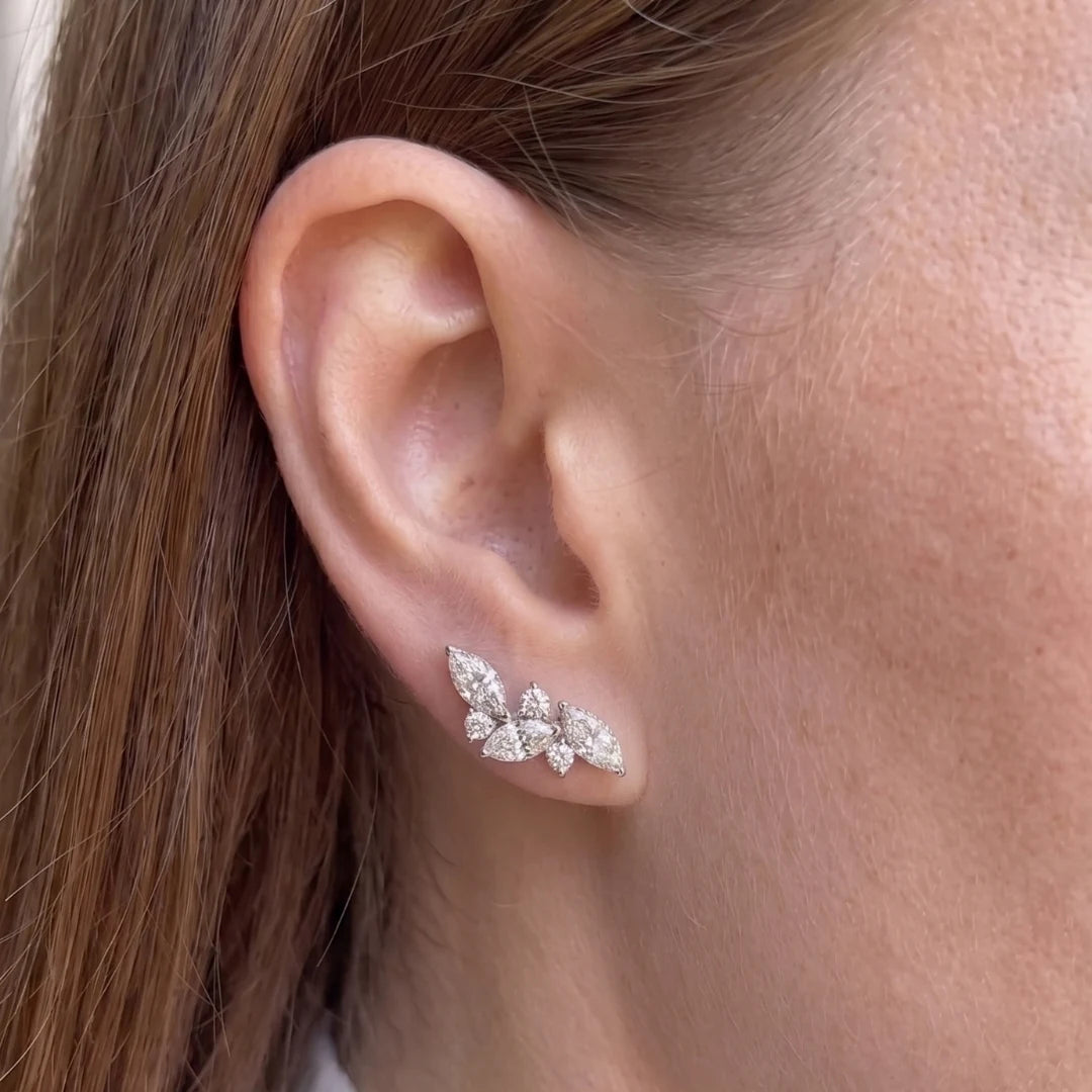 Boucles d'oreilles clous grappe marquise