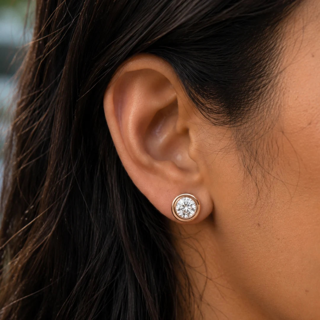 Round solitaire earrings