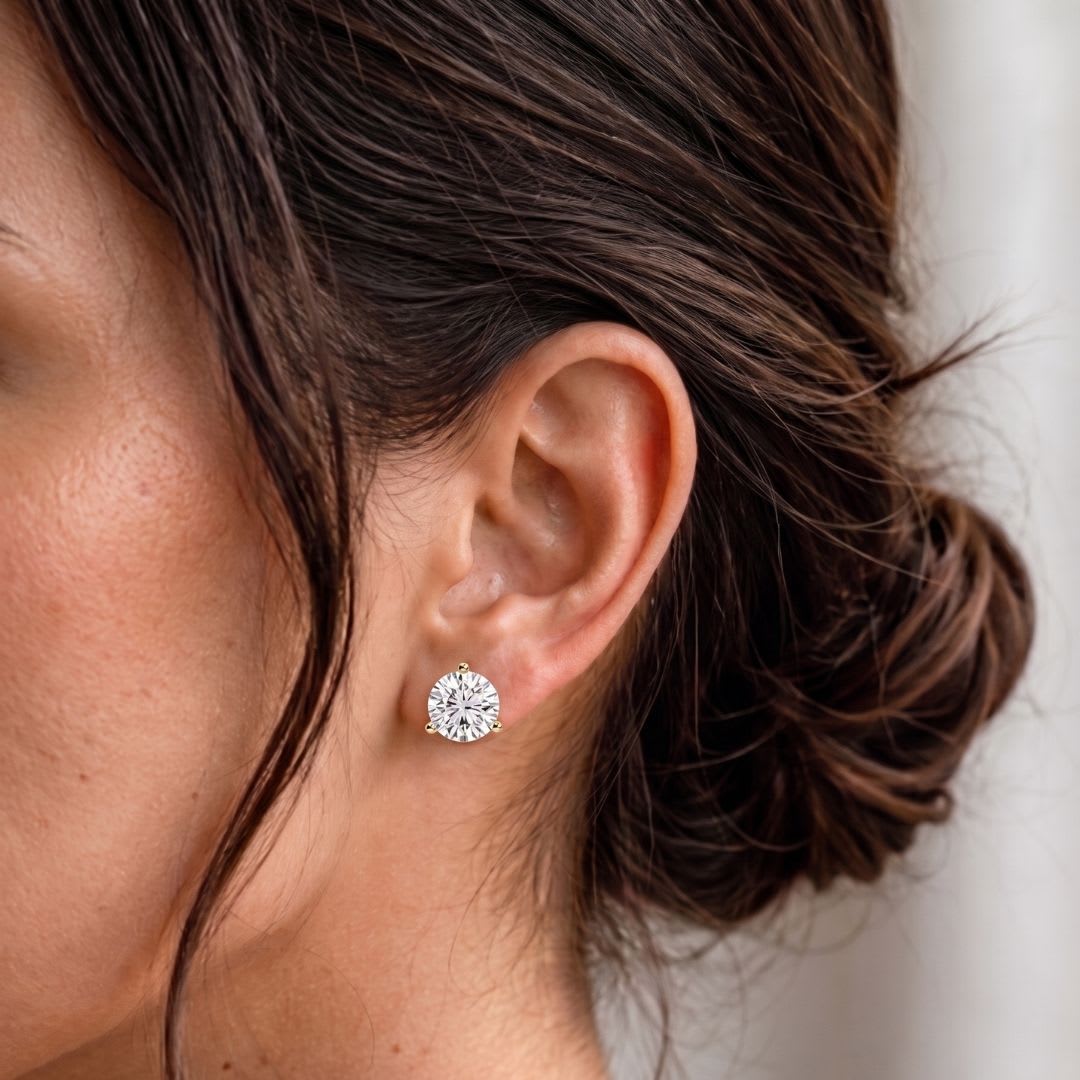 Round Brilliant Stud Earrings