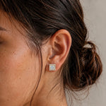 Load image into Gallery viewer, Halo Square Stud Earrings
