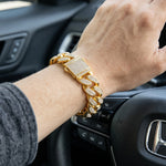 Load image into Gallery viewer, 6 Carat Round Cut Moissanite Iced Out Hip Hop Bracelet In Yellow Gold
