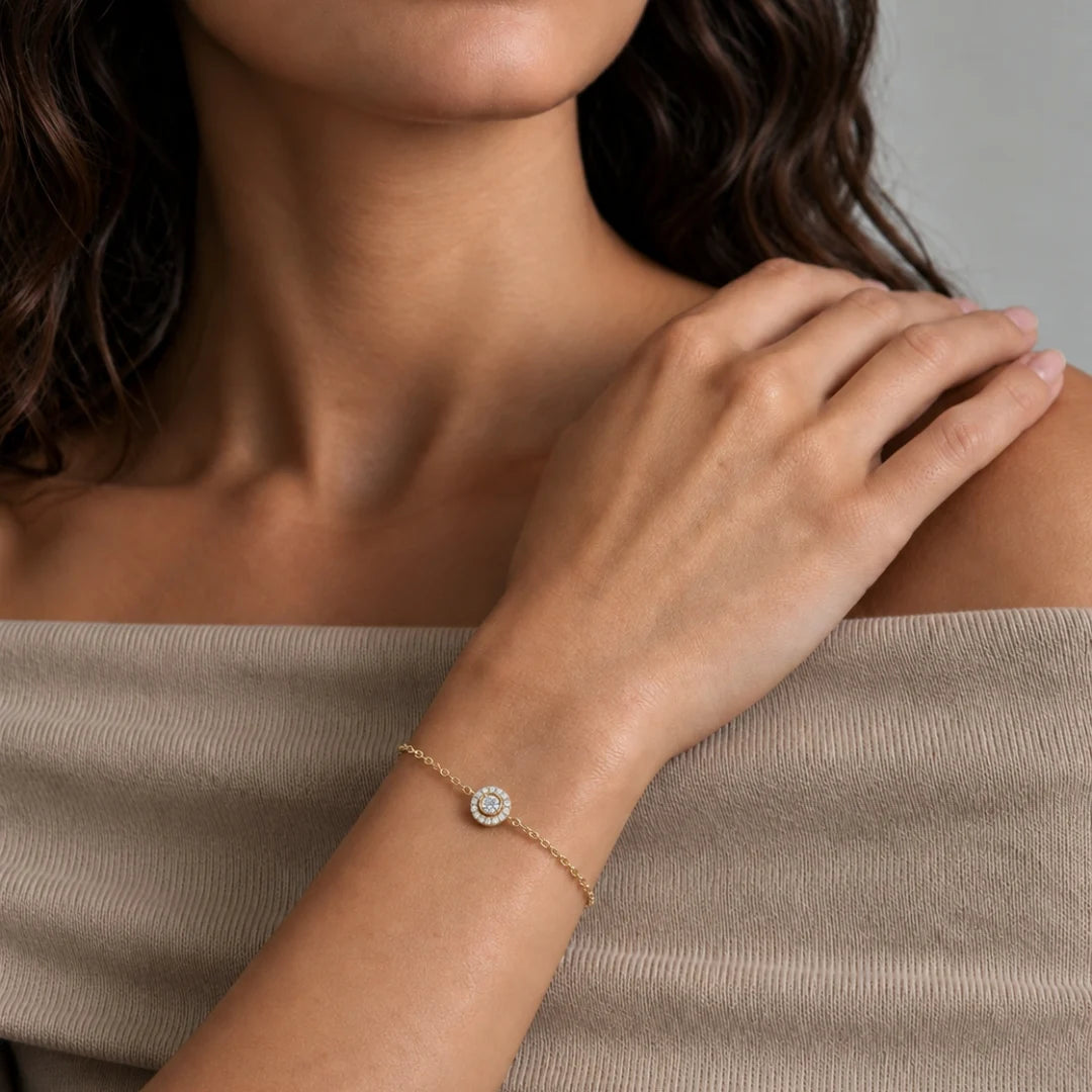 Round halo bracelet