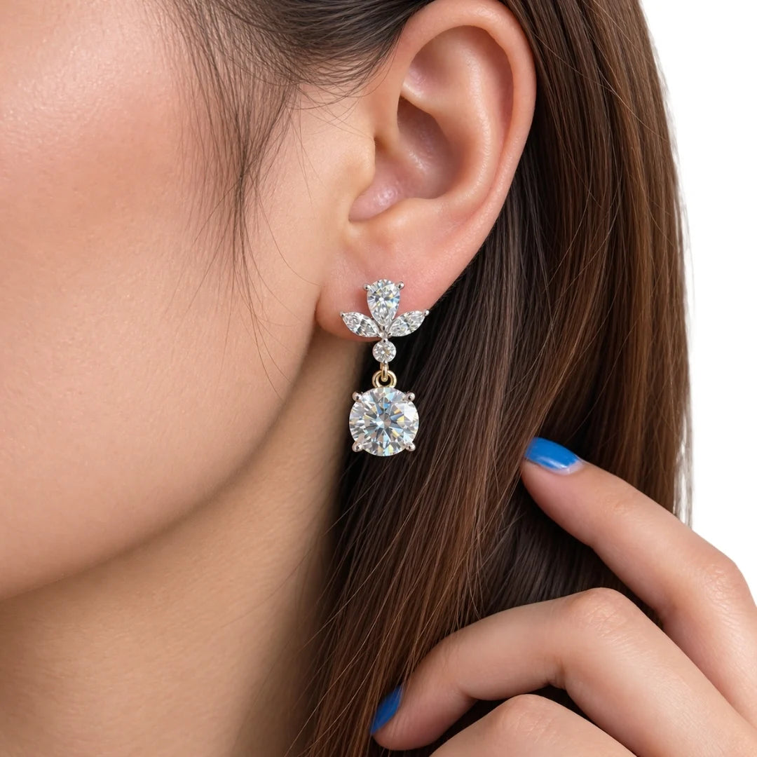 Drop round earrings