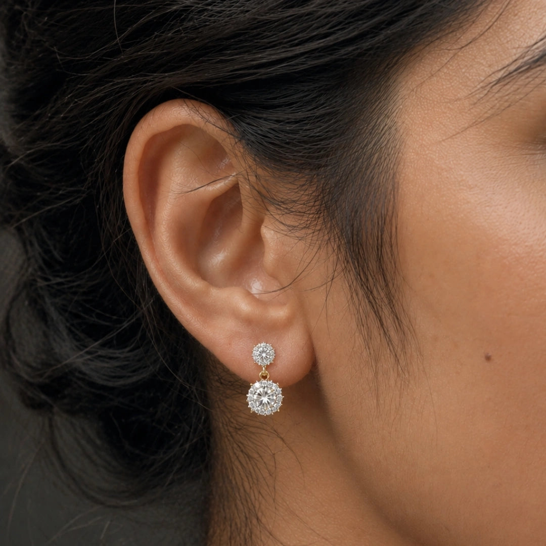 Floral cluster drop earrings