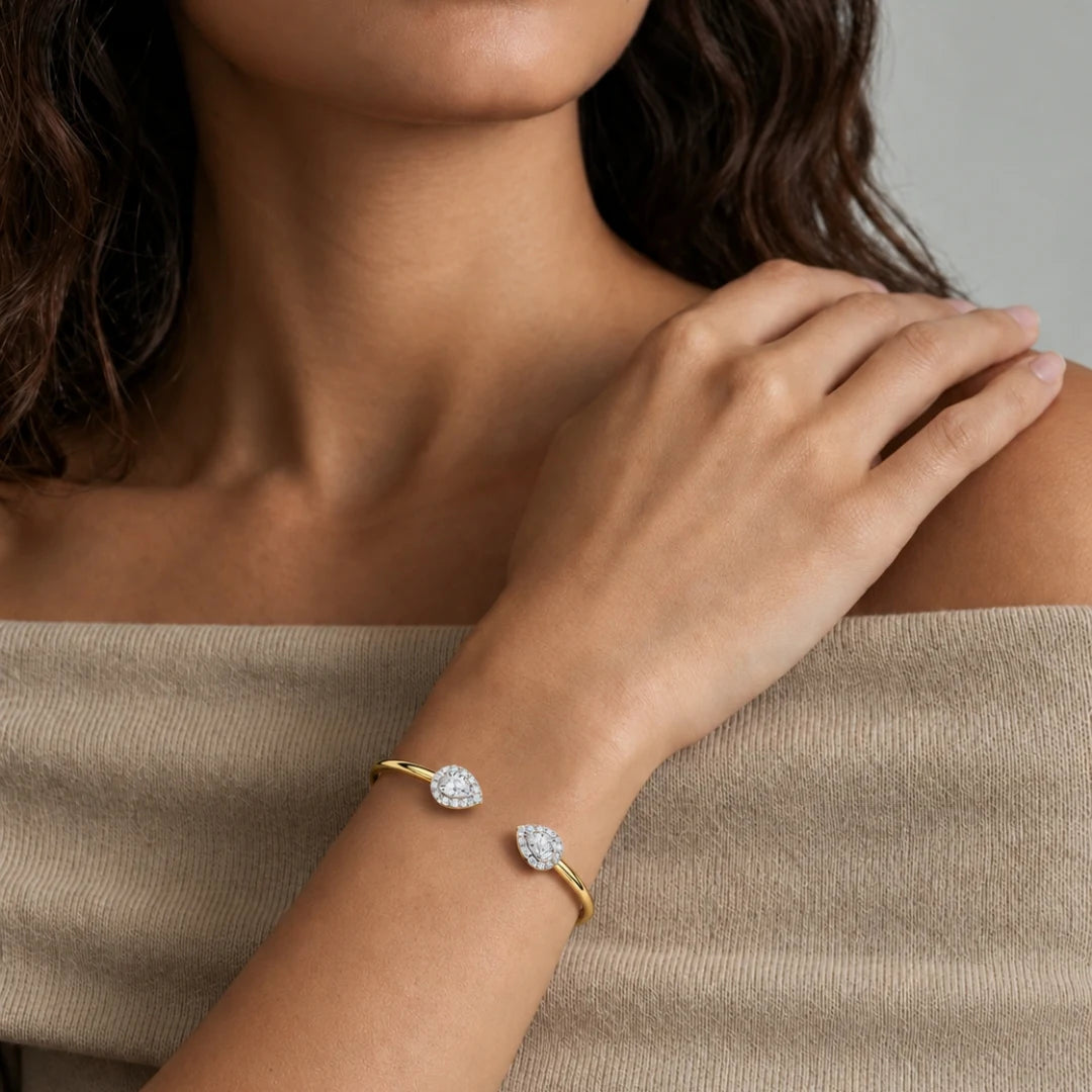 Pear open cuff bangle