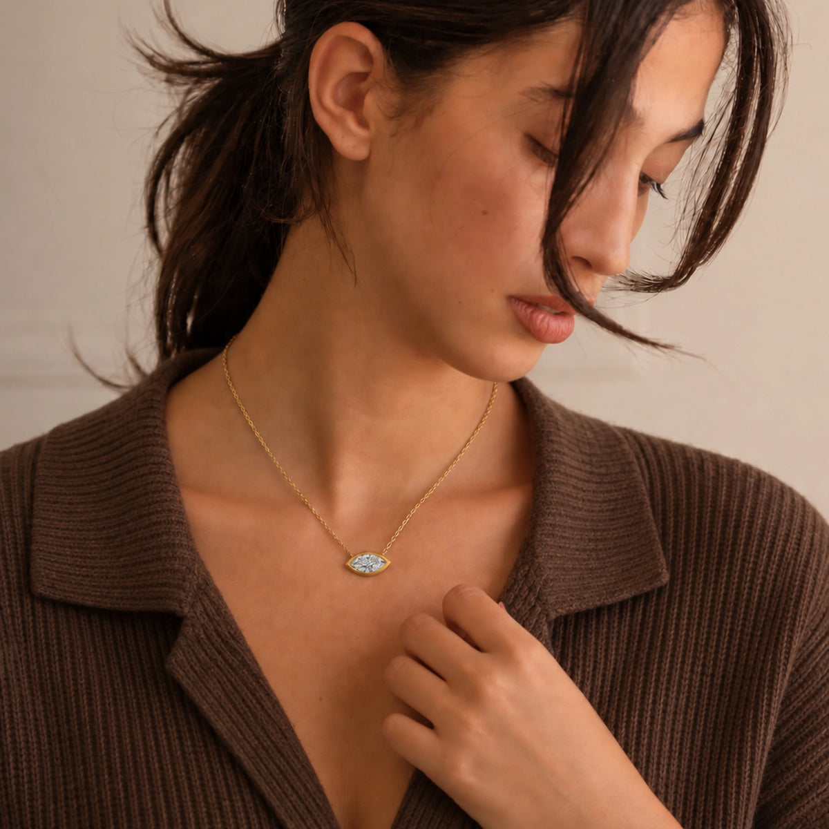 Marquise bezel set necklace