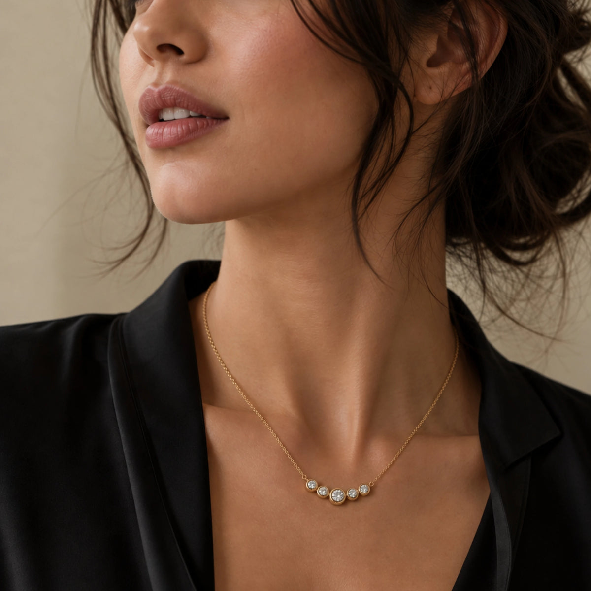 Five stone bezel necklace