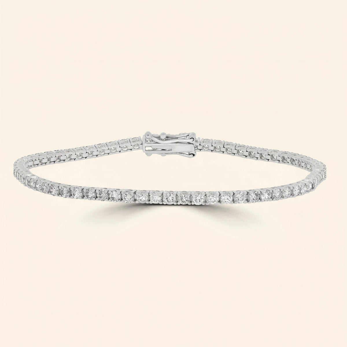 Front view of round shaped tennis bracelet womens