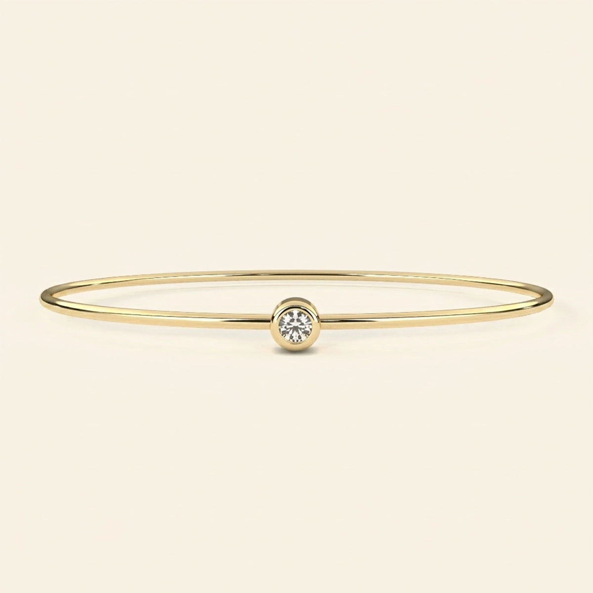 Front view of bezel set bangle bracelet
