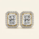 Load image into Gallery viewer, Radiant Cut Stud Earrings With Halo Design
