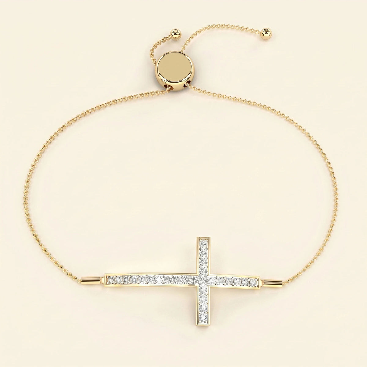 Front view of cross bracelet for women
