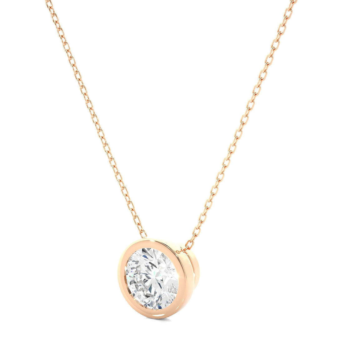 1.50 Ct Bezel Round Stone Moissanite Pendant In Rose Gold