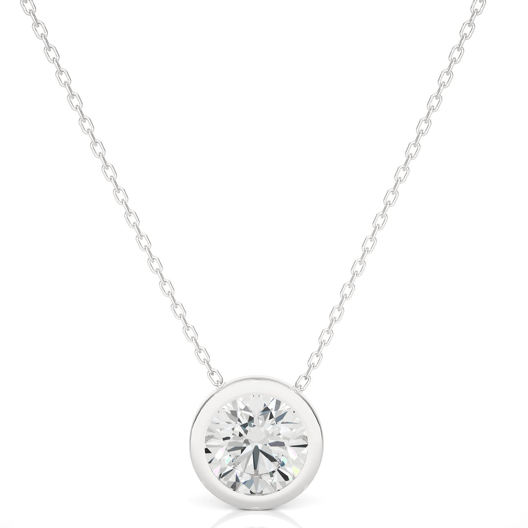 1.50 Ct Bezel Round Stone Moissanite Pendant In Rose Gold