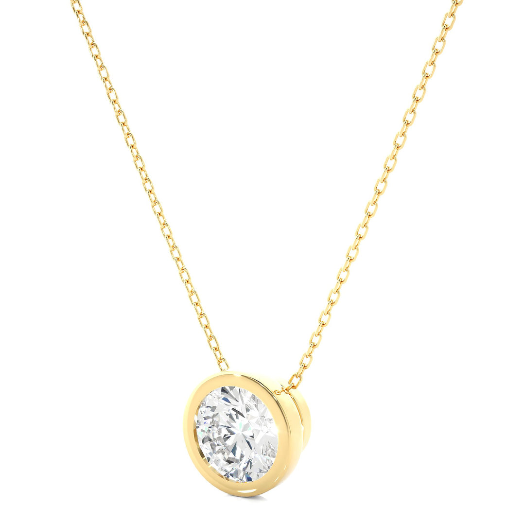 1.50 Ct Bezel Round Stone Moissanite Pendant In Yellow Gold