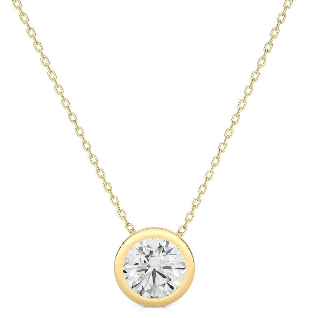 1.50 Ct Bezel Round Stone Moissanite Pendant In Silver