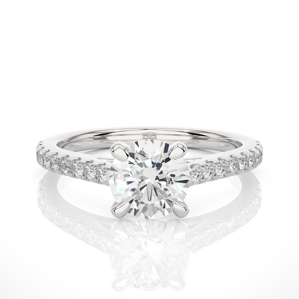 1.50 Ct Round Cut Moissanite Cathedral Set Engagement Ring In White Gold