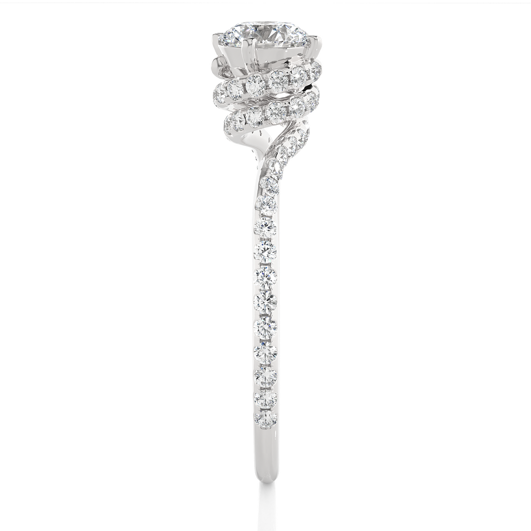 1 Carat Double Halo Twisted Moissanite Ring In White Gold