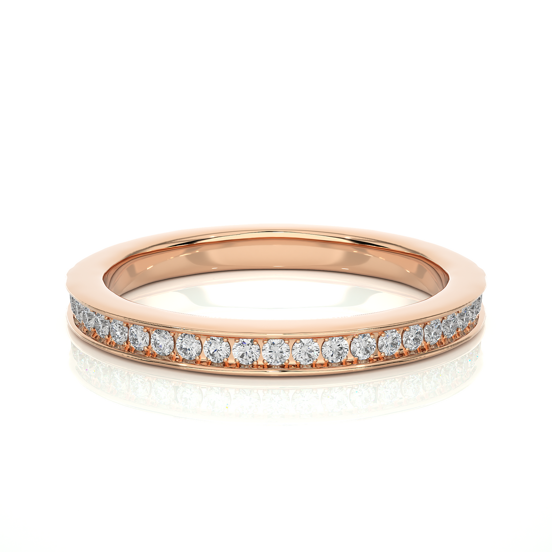 1.30 Mm Pave Set Moissanite Wedding Band In Silver Loose Moissanite