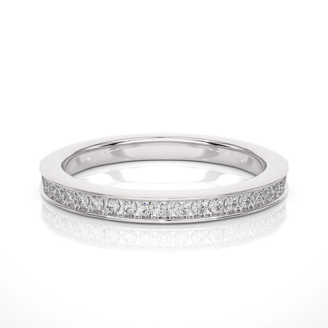 1.30 Mm Pave Set Moissanite Wedding Band In Rose Gold