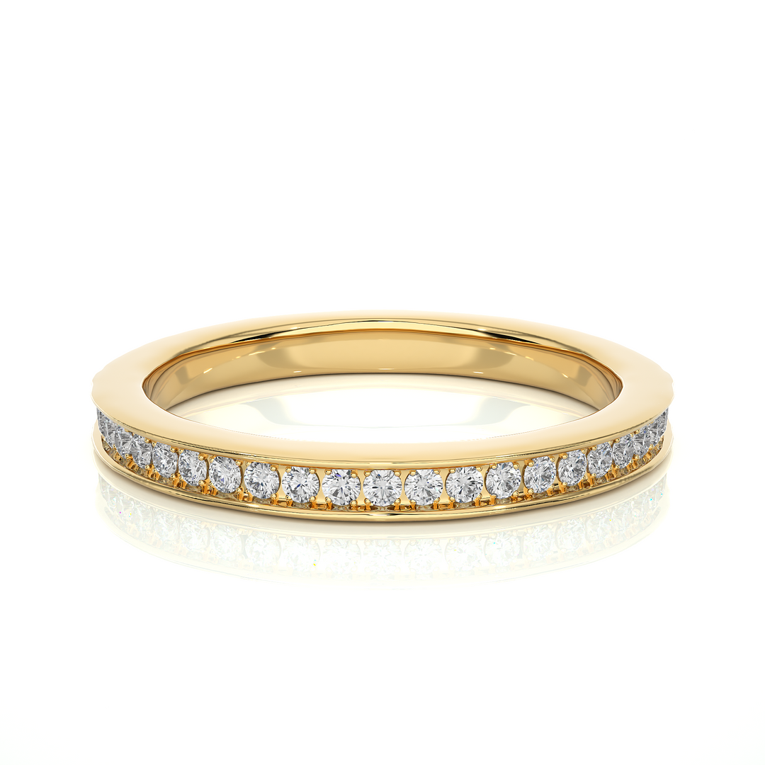 1.30 Mm Pave Set Moissanite Wedding Band In Rose Gold Loose Moissanite