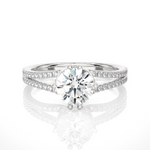 Load image into Gallery viewer, 1.40 Ct Round Cut Moissanite Split Shank Engagement Ring In White Gold
