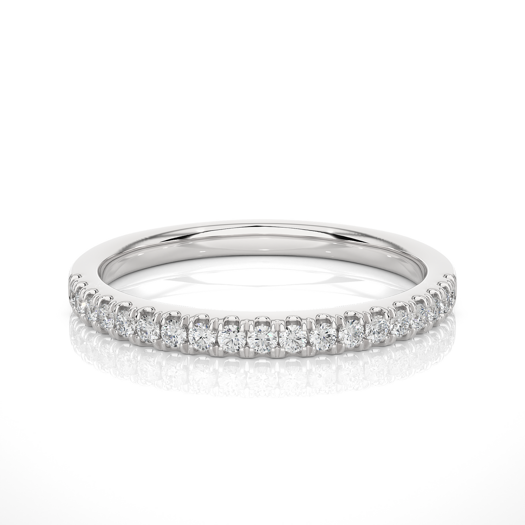 1.40 Mm V-Split Round Moissanite Wedding Band In Rose Gold