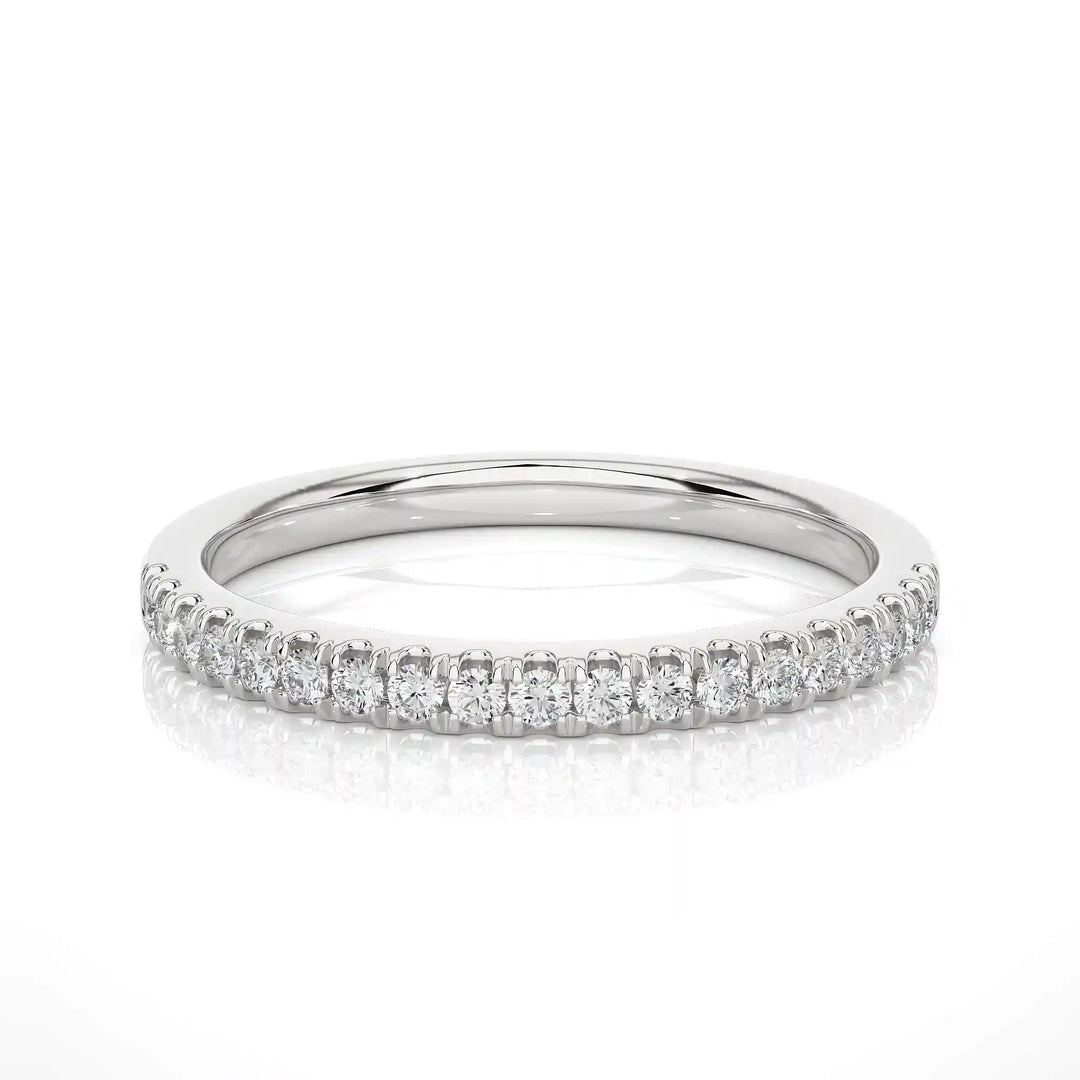 1.40 Mm V-Split Round Moissanite Wedding Band In Silver