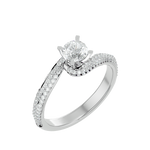 Load image into Gallery viewer, Angled view of 1.50 Carat Bypass Three Row Round Moissanite Ring In Silver, showcasing the band and setting.​
