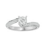 Load image into Gallery viewer, Front view of 1.50 Carat Bypass Three Row Round Moissanite Ring In Silver, highlighting the brilliant center moissanite stone.
