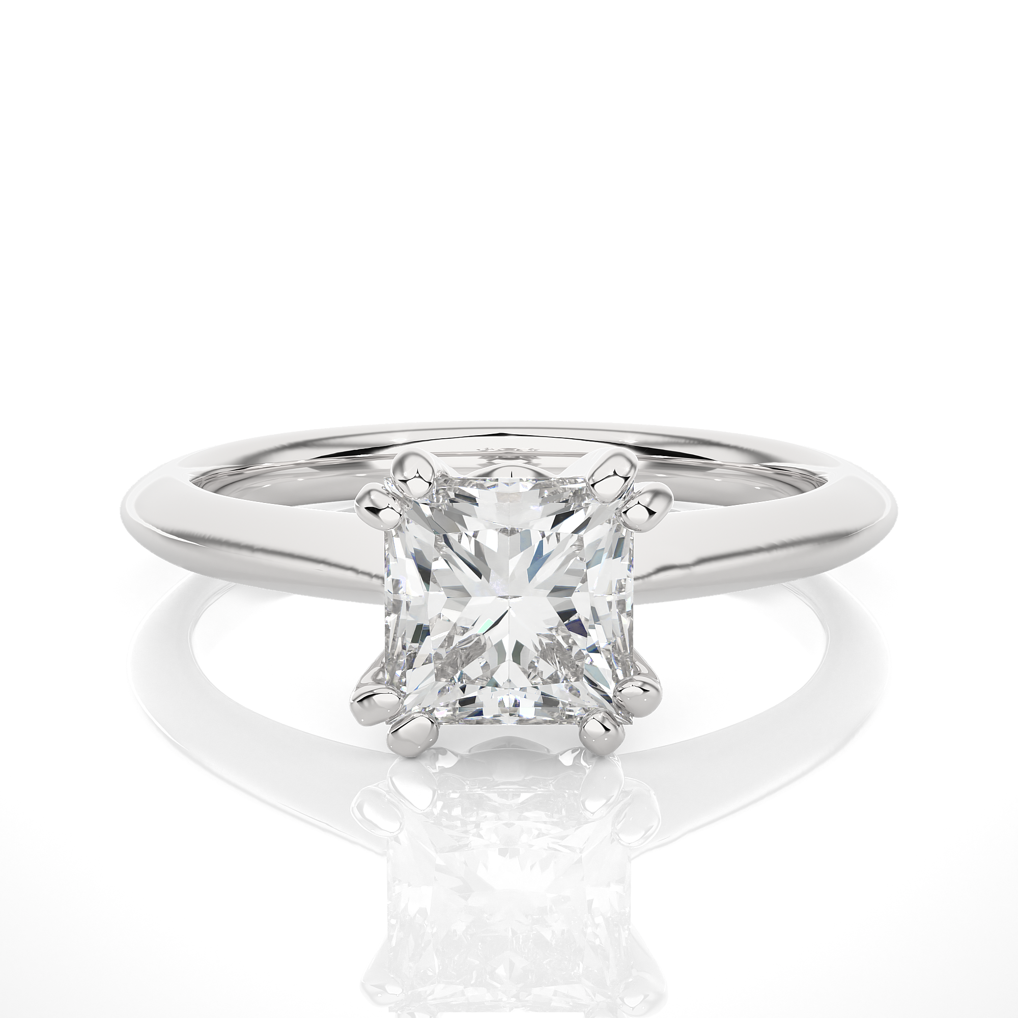 anillos de compromiso de corte princesa en oro blanco y rosa