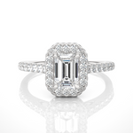 Load image into Gallery viewer, 1.50 Ct Emerald Cut Moissanite Halo Engagement Ring In Yellow Gold
