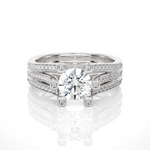 Load image into Gallery viewer, 1.50 Ct Moissanite Three Row Split Shank Engagement Ring In White Gold
