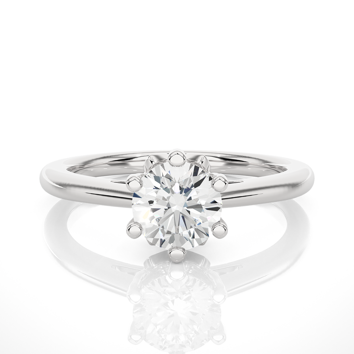 1 ct round moissanite solitaire engagement ring in white gold