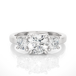 Load image into Gallery viewer, 2 Ct Round Moissanite Three Stone Engagement Ring in White Gold
