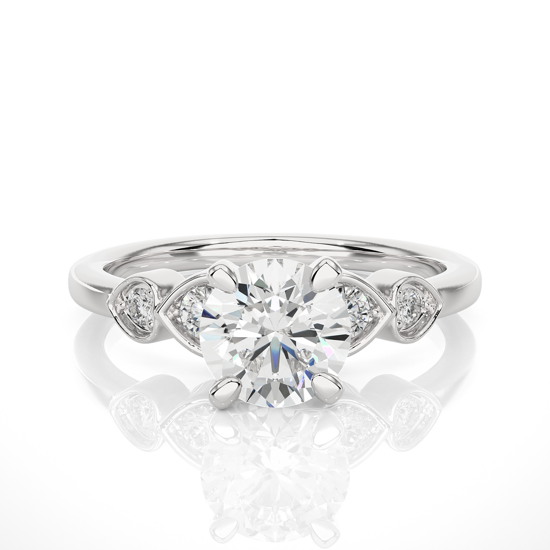 1.50 Ct Round cut Moissanite Five Stone Engagement Ring In White Gold