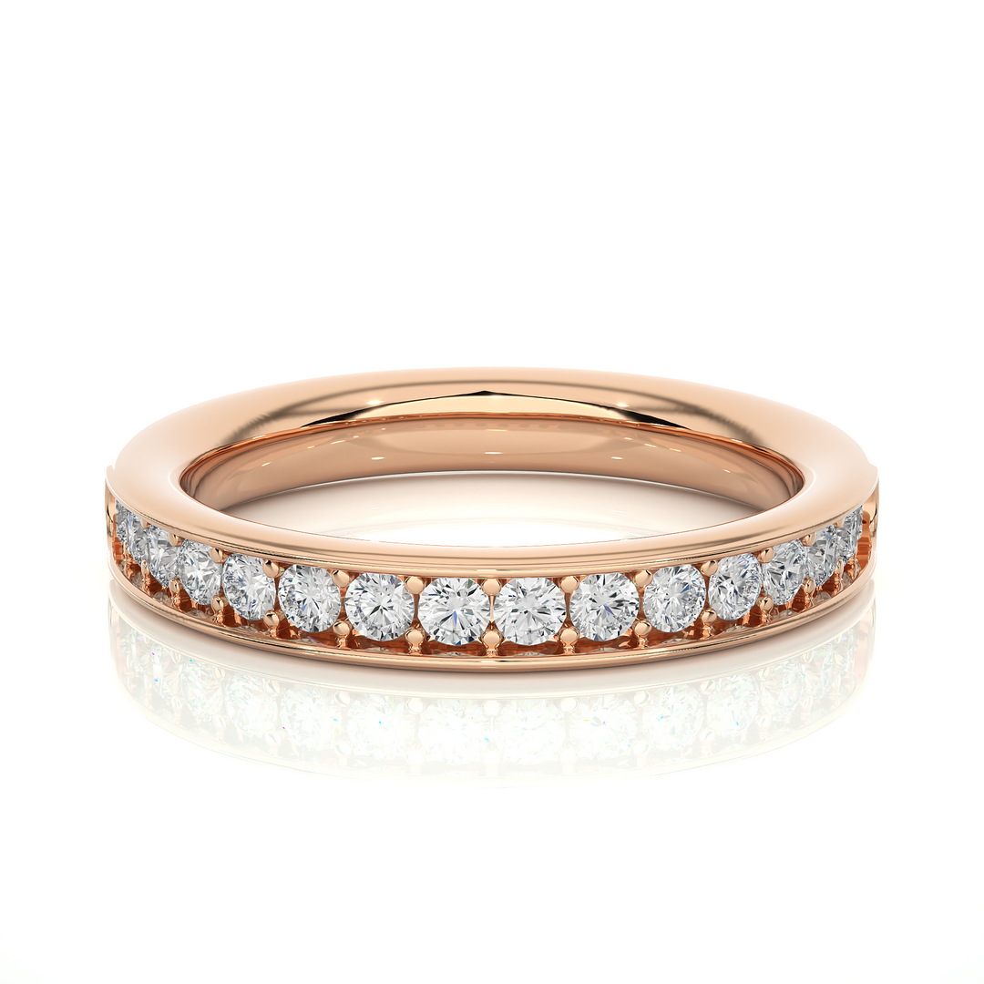 1.90 Mm Pave Set Round Moissanite Wedding Band In Yellow Gold Loose Moissanite