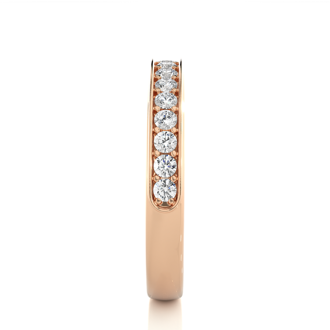 1.90 Mm Pave Set Round Moissanite Wedding Band In Rose Gold Loose Moissanite