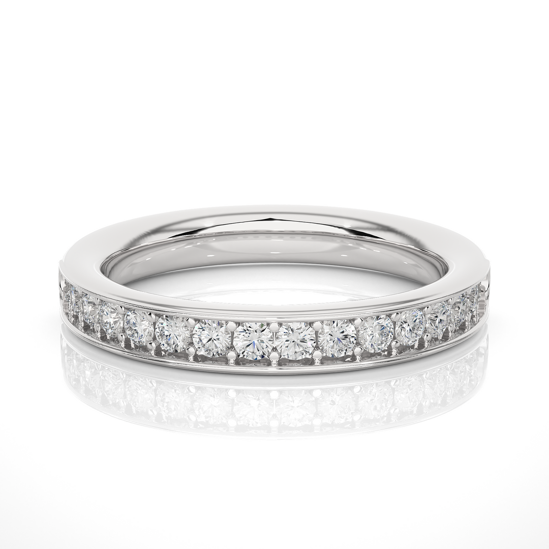 1.90 Mm Pave Set Round Moissanite Wedding Band In Rose Gold